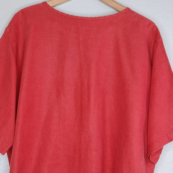 CTC Linens VTG 100% Linen Lagenlook Artsy Sz XL Boxy Fit Blouse - Picture 6 of 15